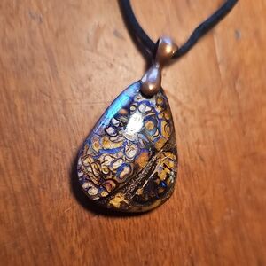 Large Boulder Opal In Copper On A Cord